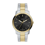 Fossil Mens Minimalist 3 hand Black Dial Watch In Gold & Silver
