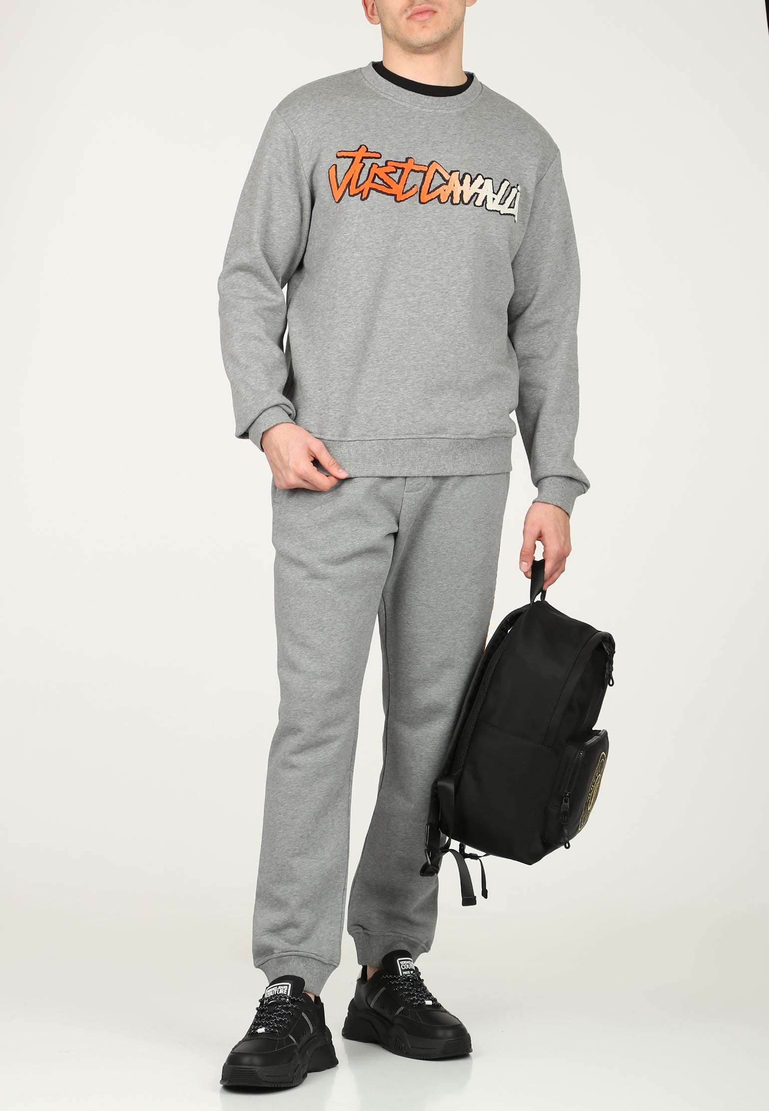 Just Cavalli Mens Patch Crew Neck Sweatshirt In Grey