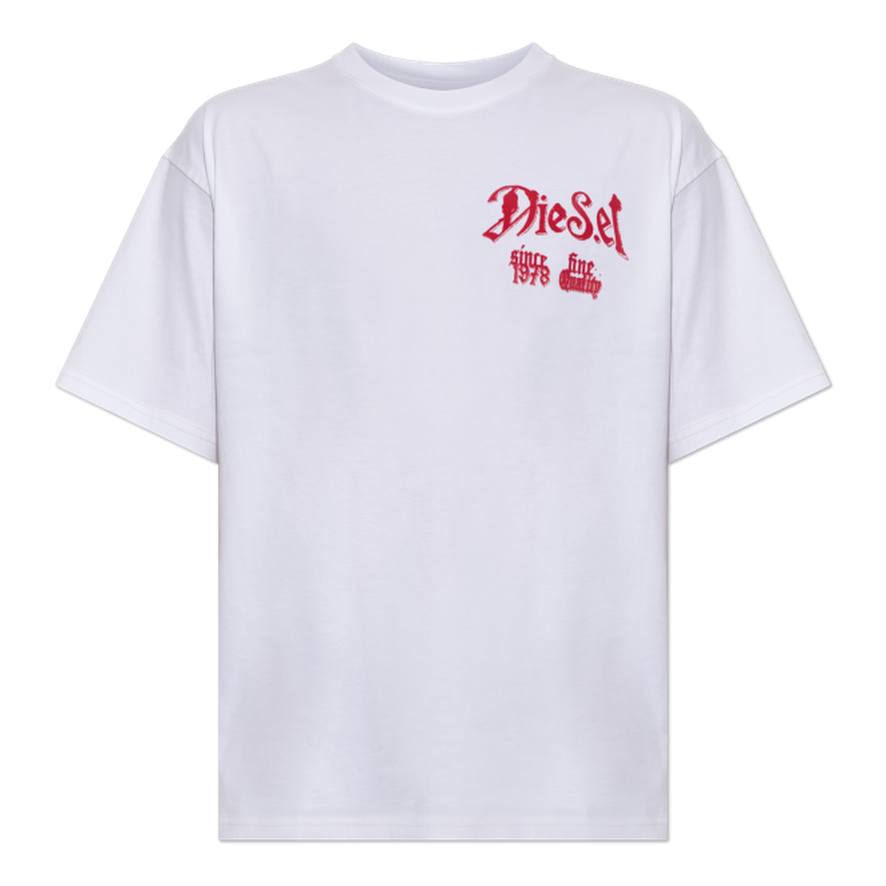 Diesel Mens T-Box Relaxed T-Shirt In White/Red