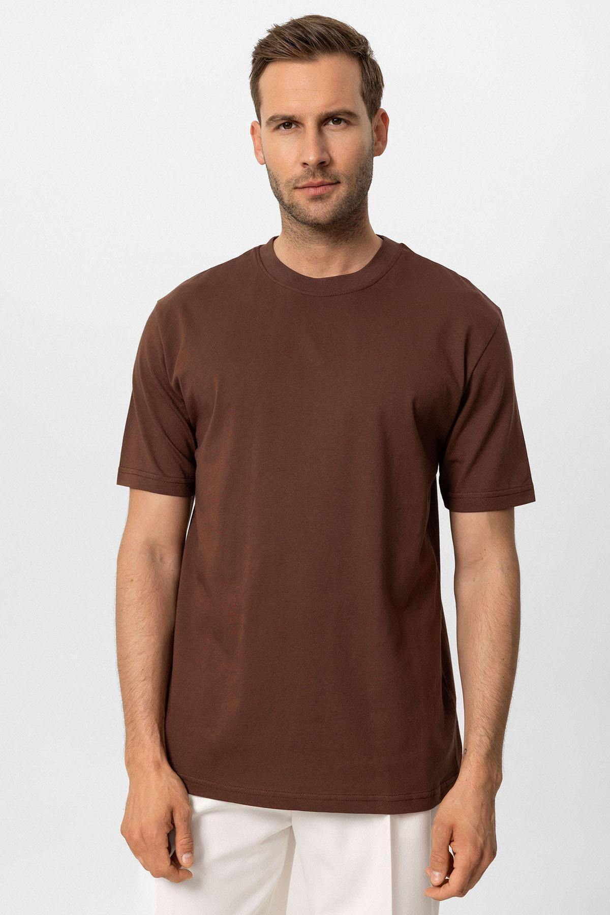 Antioch Mens Plain T-Shirt In Dark  Brown