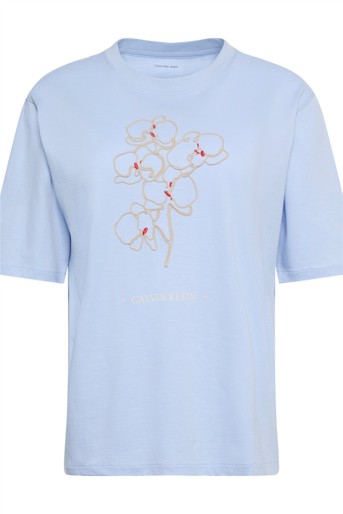 Calvin Klein Womens Seasonal Graphic Oversized T-Shirt In Light Blue
