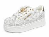 Sissy Boy Womens Yvette Platform Sneaker In White And Silver