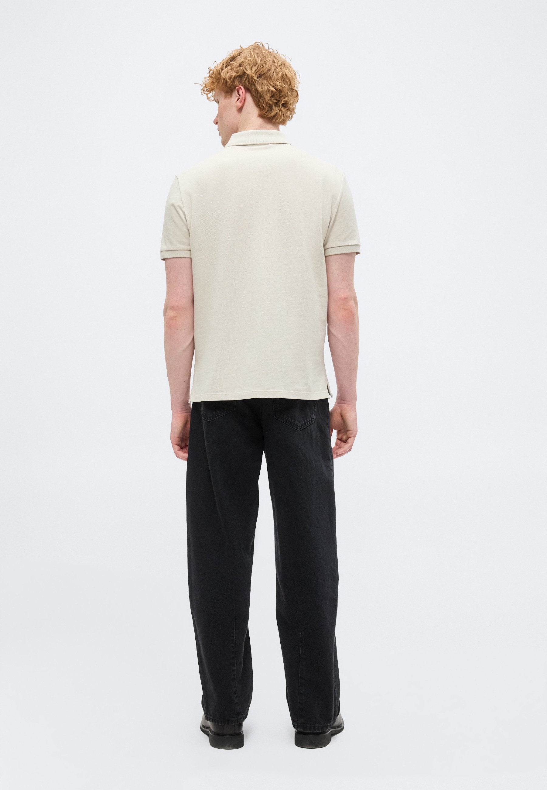 Calvin Klein Mens Monogram Pique Golfer In Beige