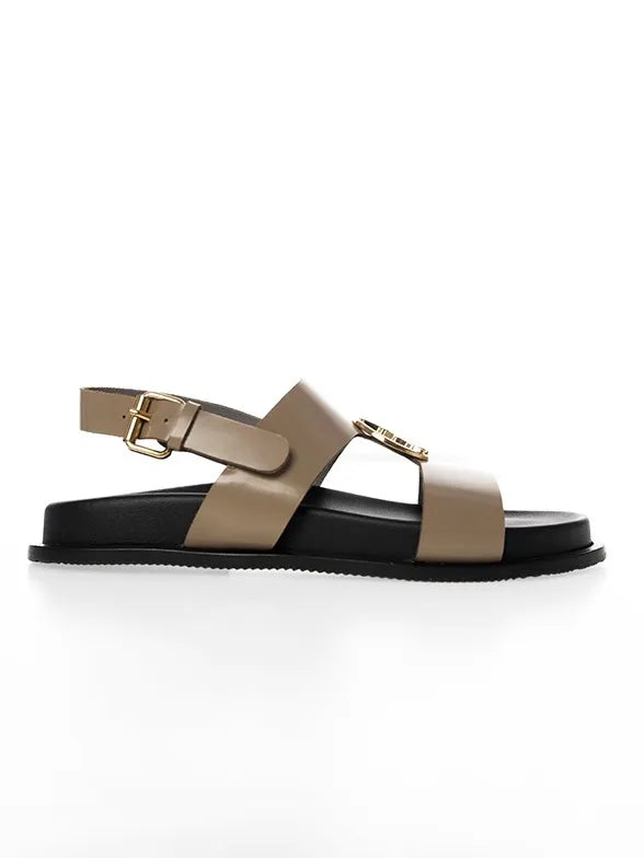 Polo Genuine Leather Moulded Trim Sandal Taupe