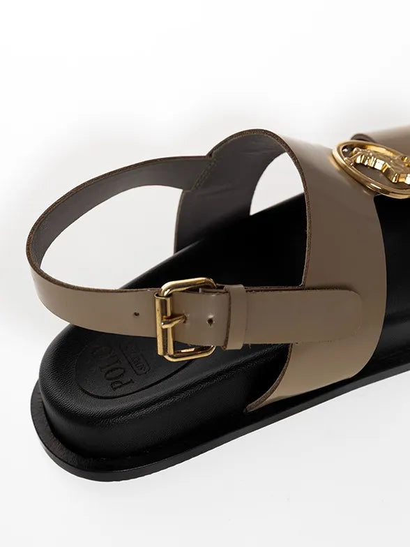Polo Genuine Leather Moulded Trim Sandal Taupe
