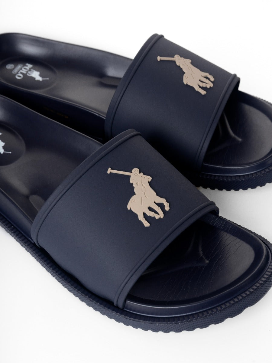 Polo Mens Big Pony Pool Sandals In Navy