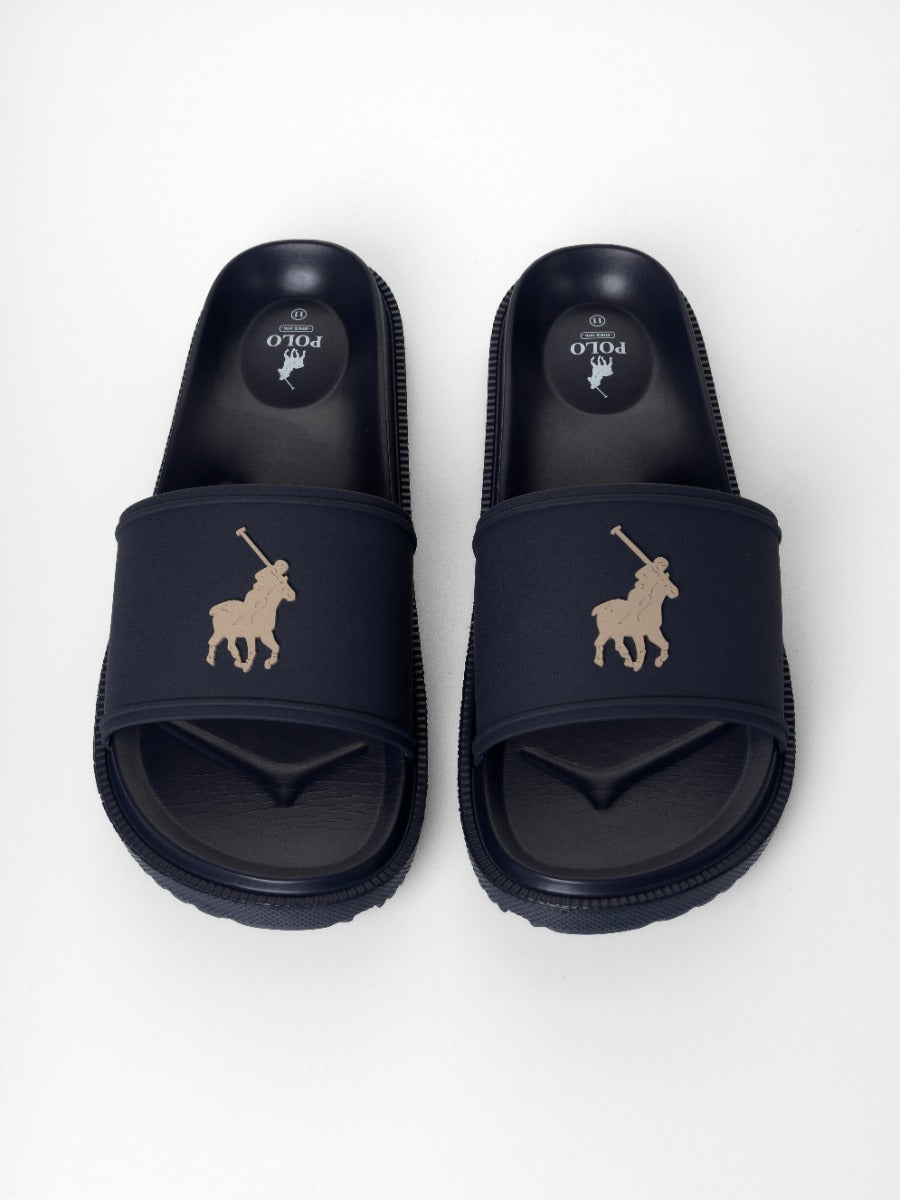 Polo Mens Big Pony Pool Sandals In Navy