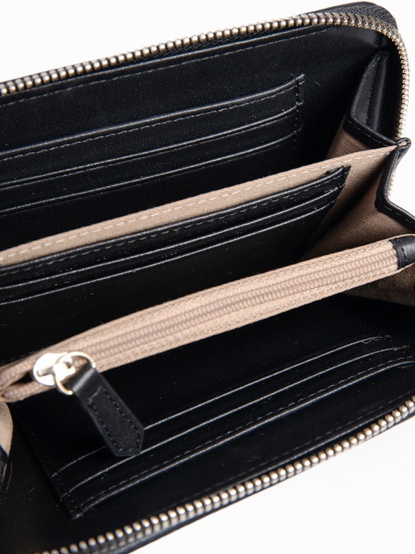 Polo Iconic Medium Zip Around Purse In Black