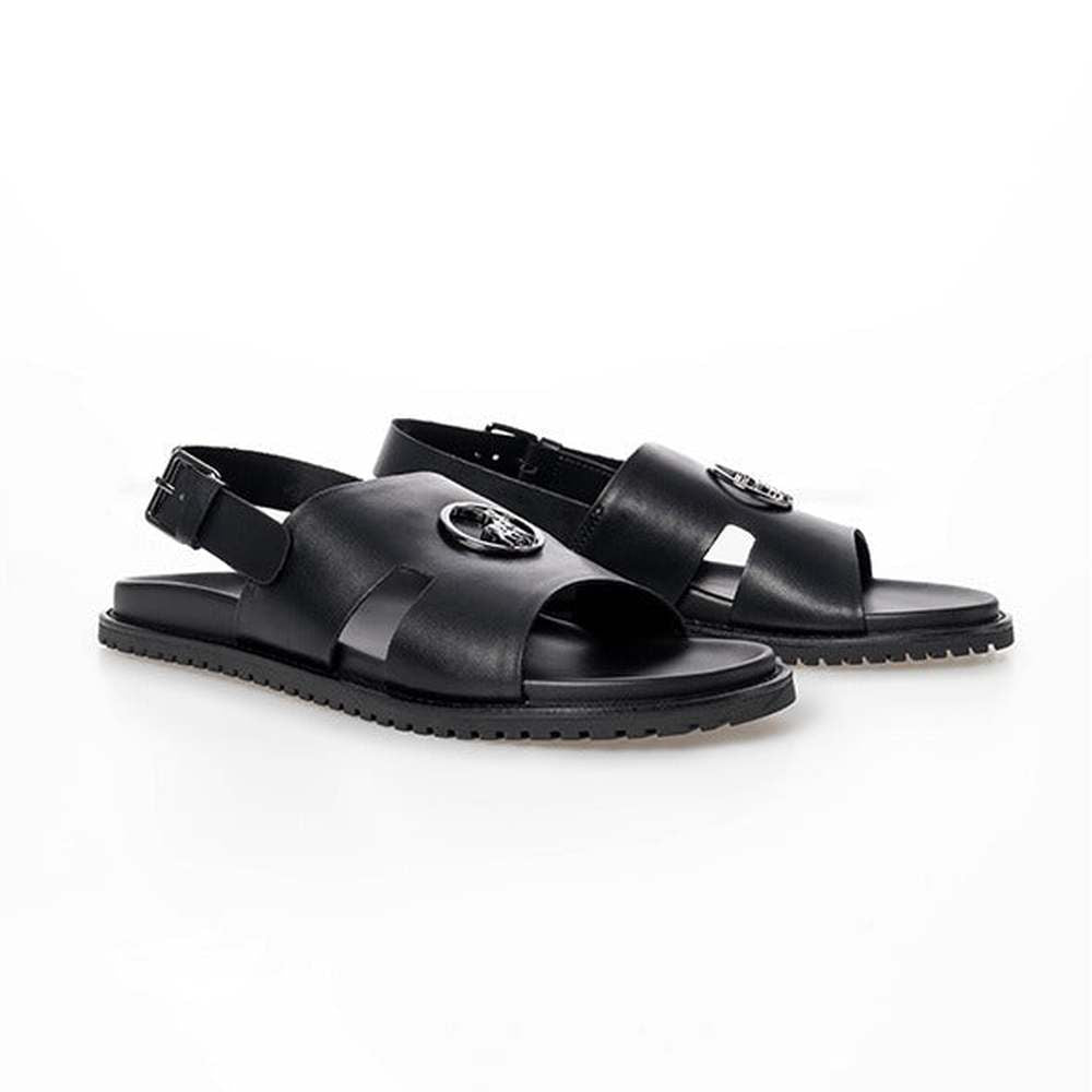 Polo Mens Moulded Leather Trim Sandals In Black
