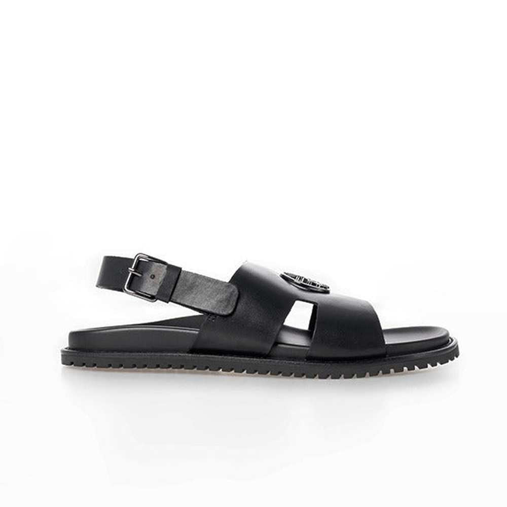 Polo Mens Moulded Leather Trim Sandals In Black