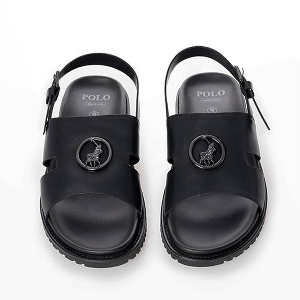 Polo Mens Moulded Leather Trim Sandals In Black
