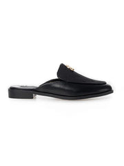 Polo Ladies Jacquard Circle Trim Black Mule Shoe