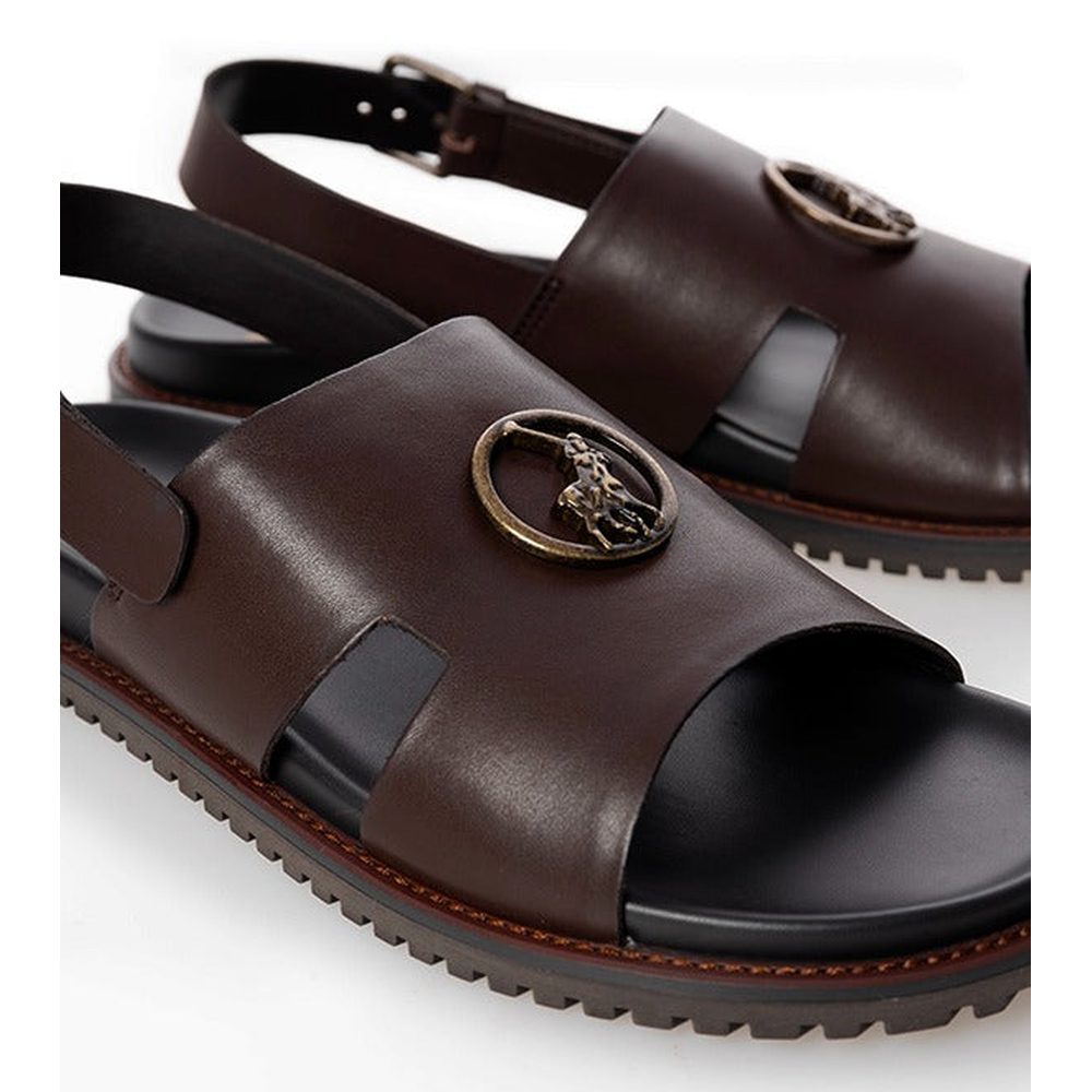Polo Mens Moulded Leather Trim Sandals In Brown