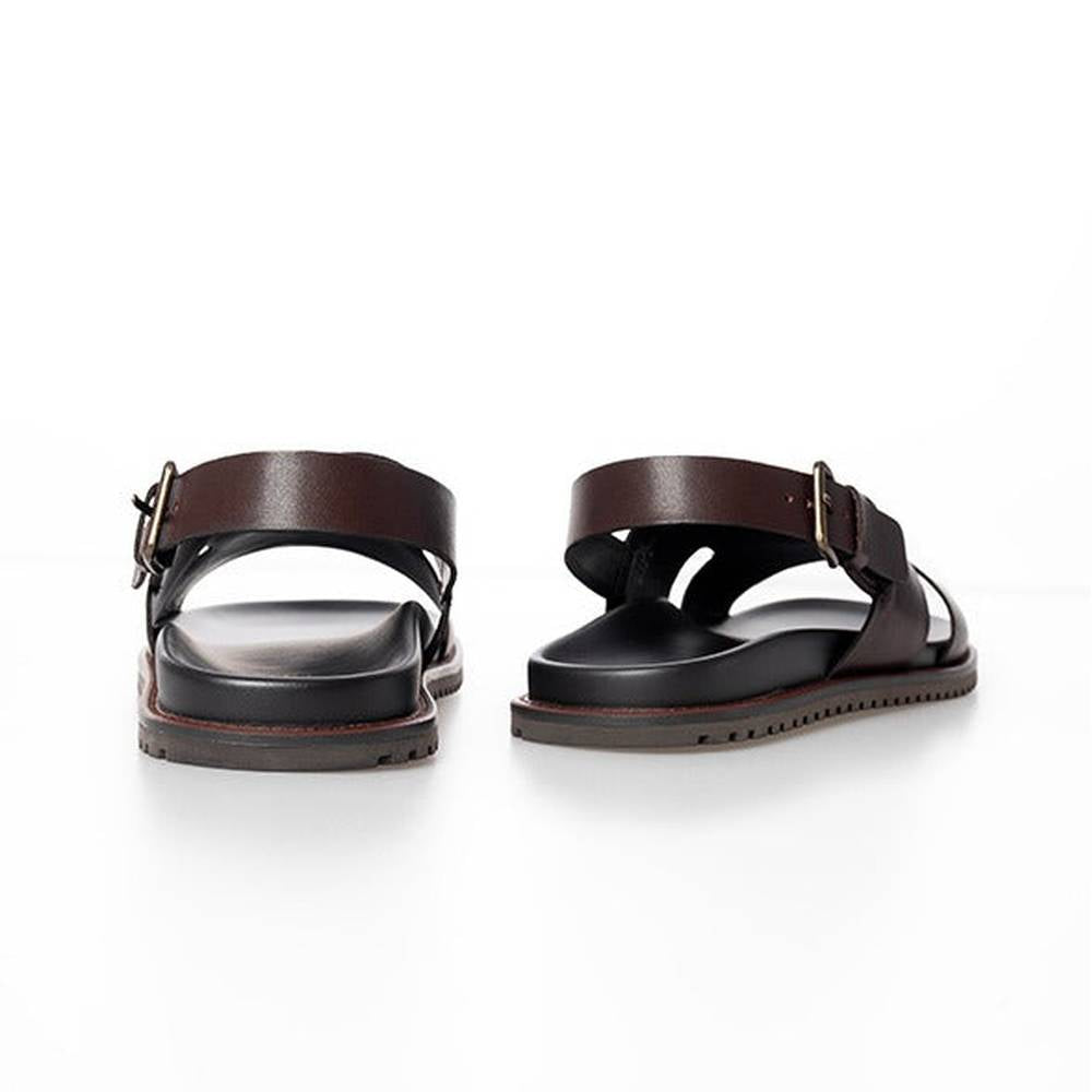 Polo Mens Moulded Leather Trim Sandals In Brown