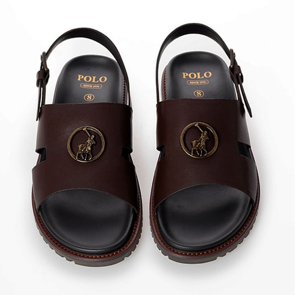 Polo Mens Moulded Leather Trim Sandals In Brown