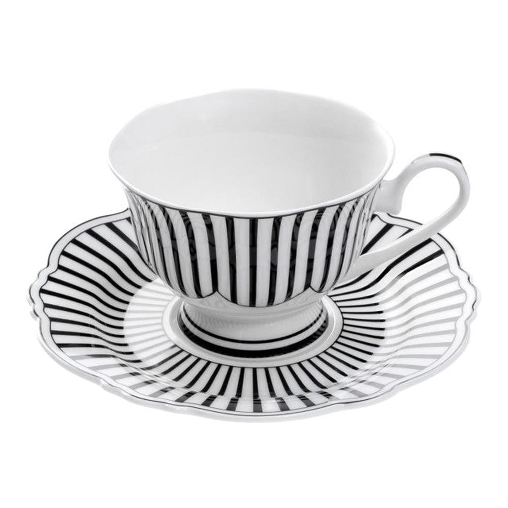 Jenna Clifford Cup & Saucer Set Of 4 In Ivory Noir