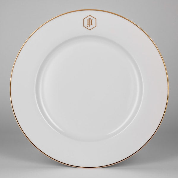 Jan-000018 White Dinner Plate 27cm Gold Band