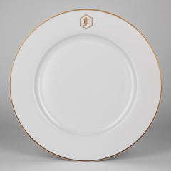 Jan-000018 White Dinner Plate 27cm Gold Band