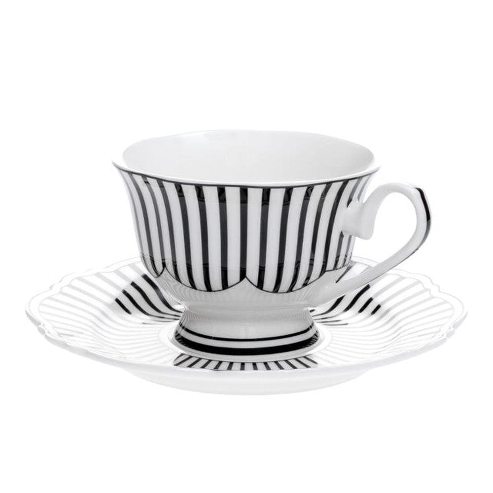 Jenna Clifford Cup & Saucer Set Of 4 In Ivory Noir