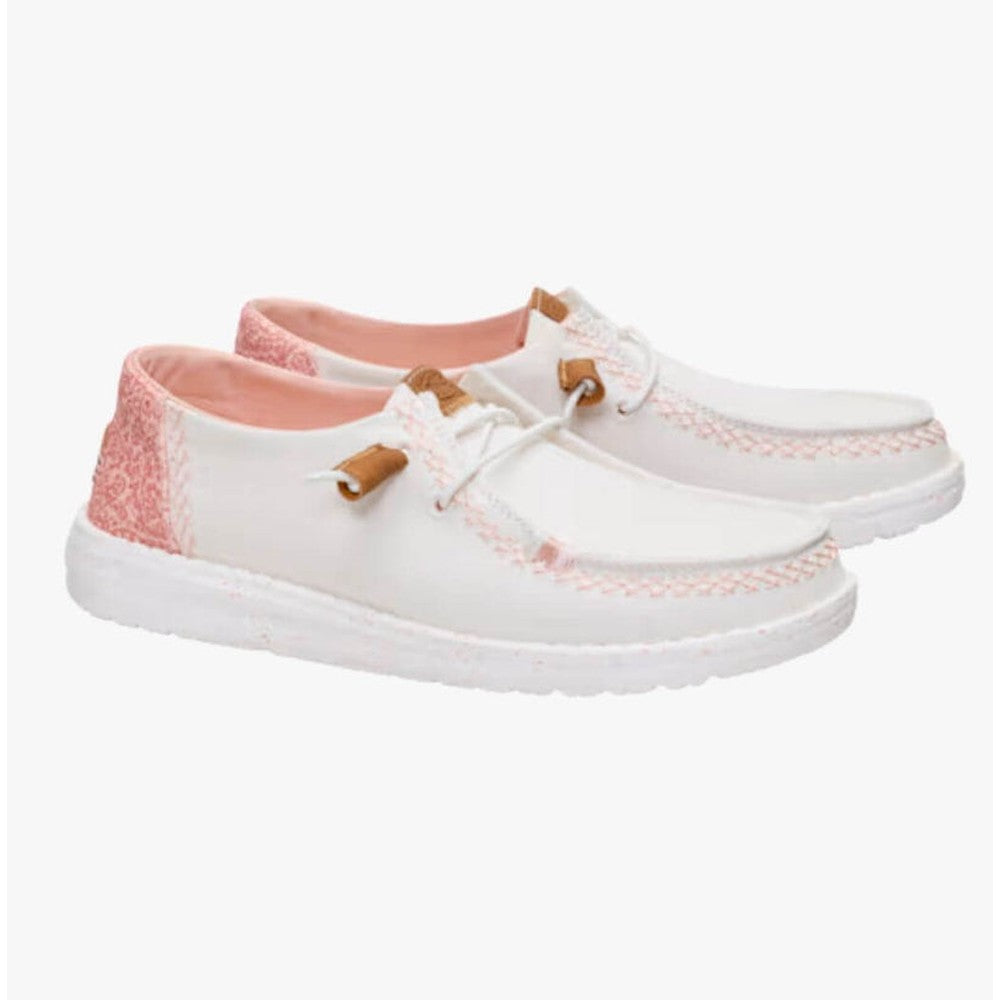 Hey Dude Womens Wendy Boho Butterfly Shoes In Snow White/Pink