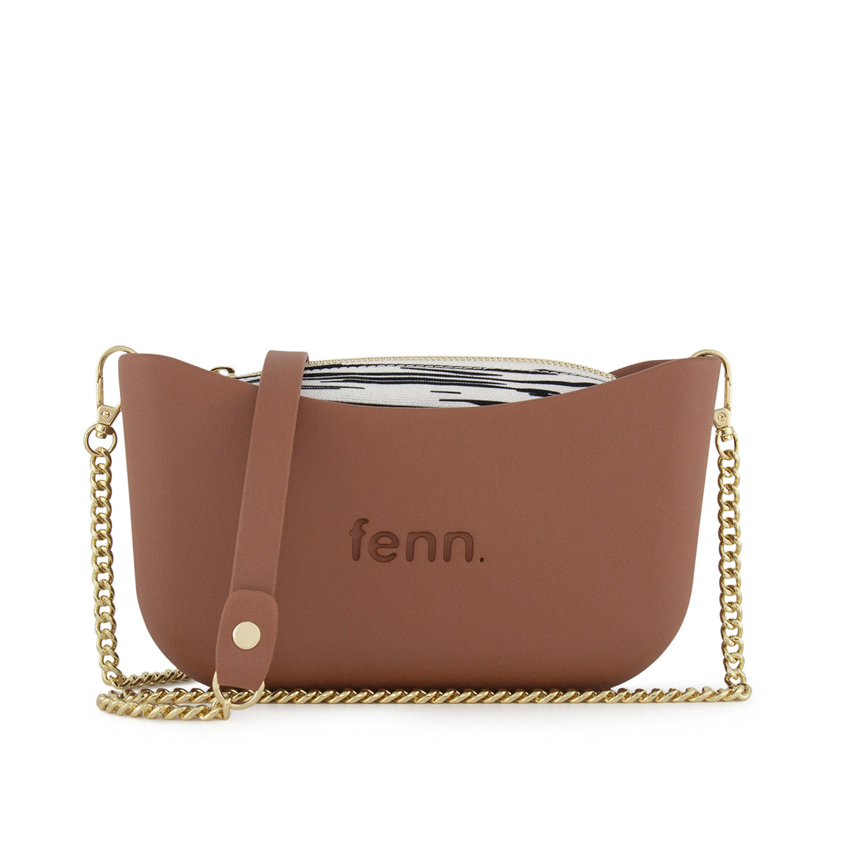 Fenn Gold Chain Zip Tote Bag In Tan