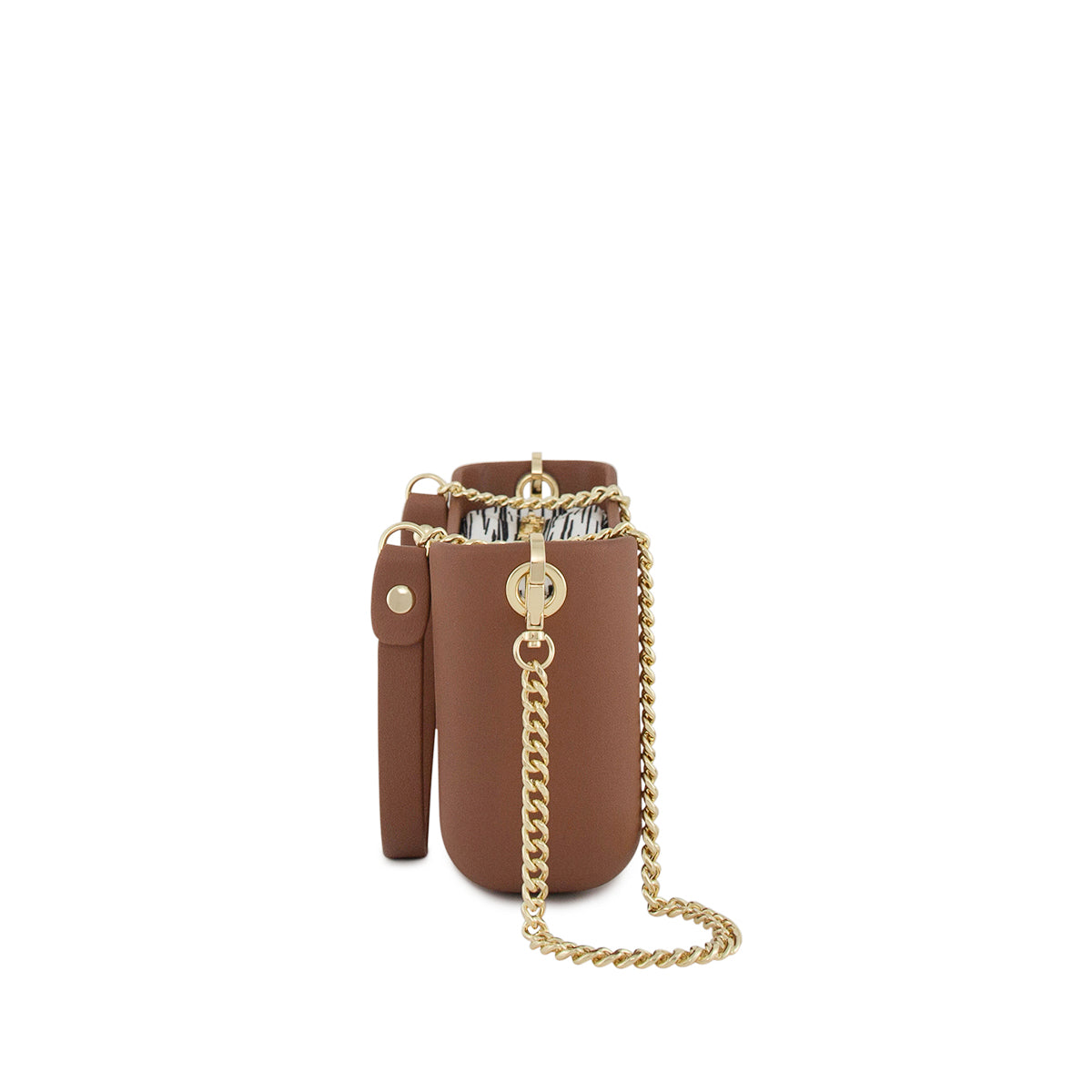 Fenn Gold Chain Zip Tote Bag In Tan