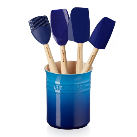 Le Creuset 1 Classic Crock With 4 Jewel Spatulas Azure