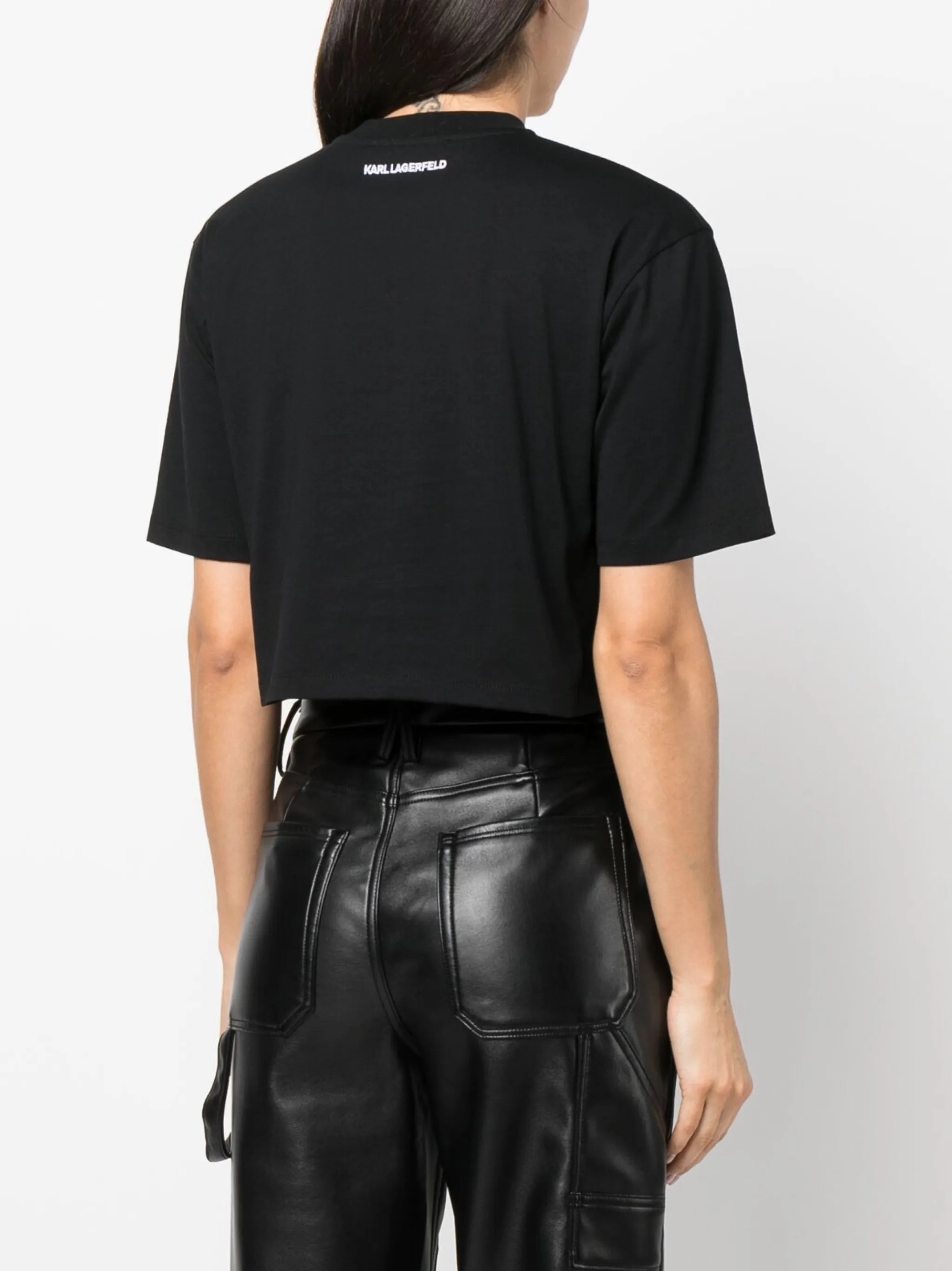 Karl Lagerfield Womens Karl Signature V-Neck T-Shirt In White