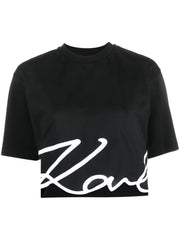 Karl Lagerfield Womens Karl Signature V-Neck T-Shirt In White