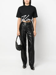 Karl Lagerfield Womens Karl Signature V-Neck T-Shirt In White