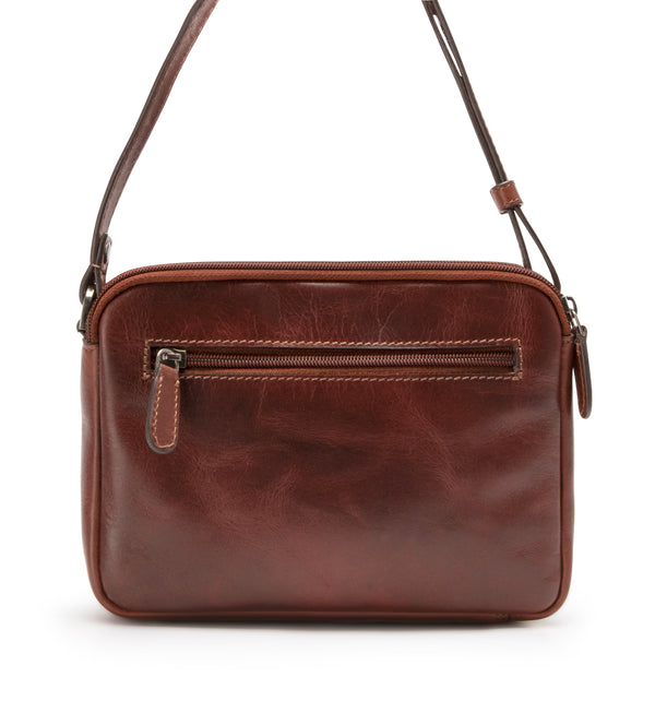 Lefel Martina Multi Zip Horzontal Sling Bag In Oxblood
