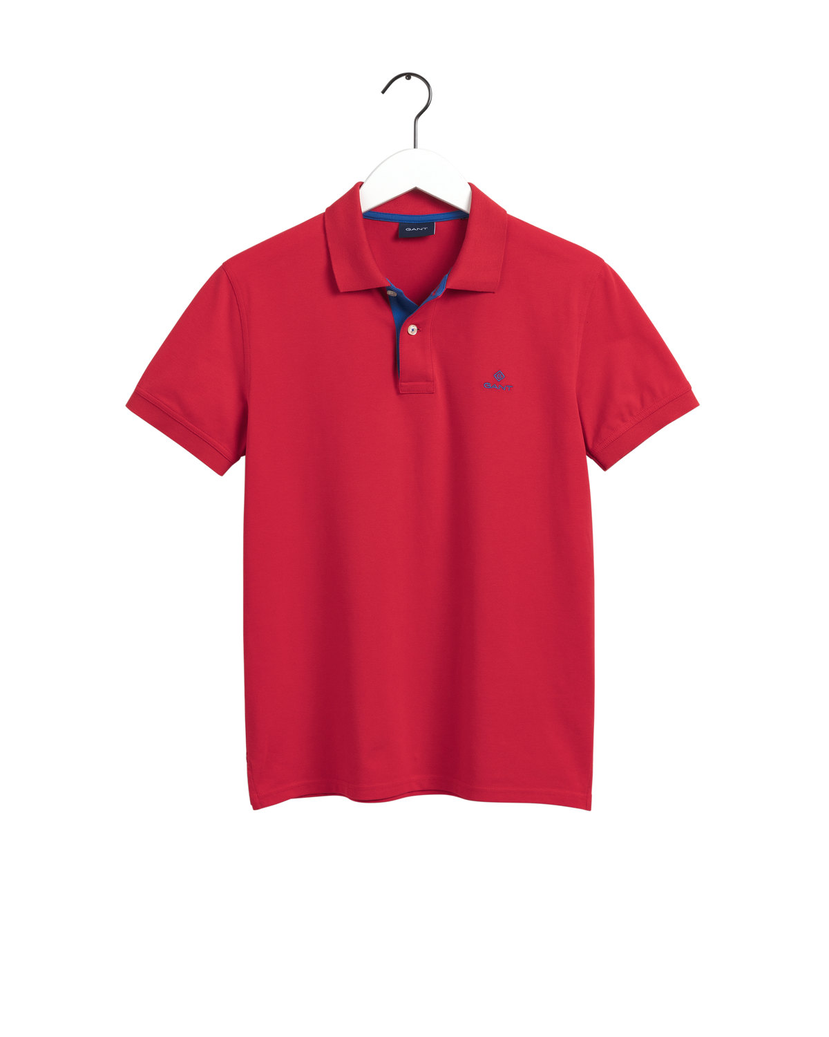 Gant Mens Contrast Collar Pique Polo Shirt In Red