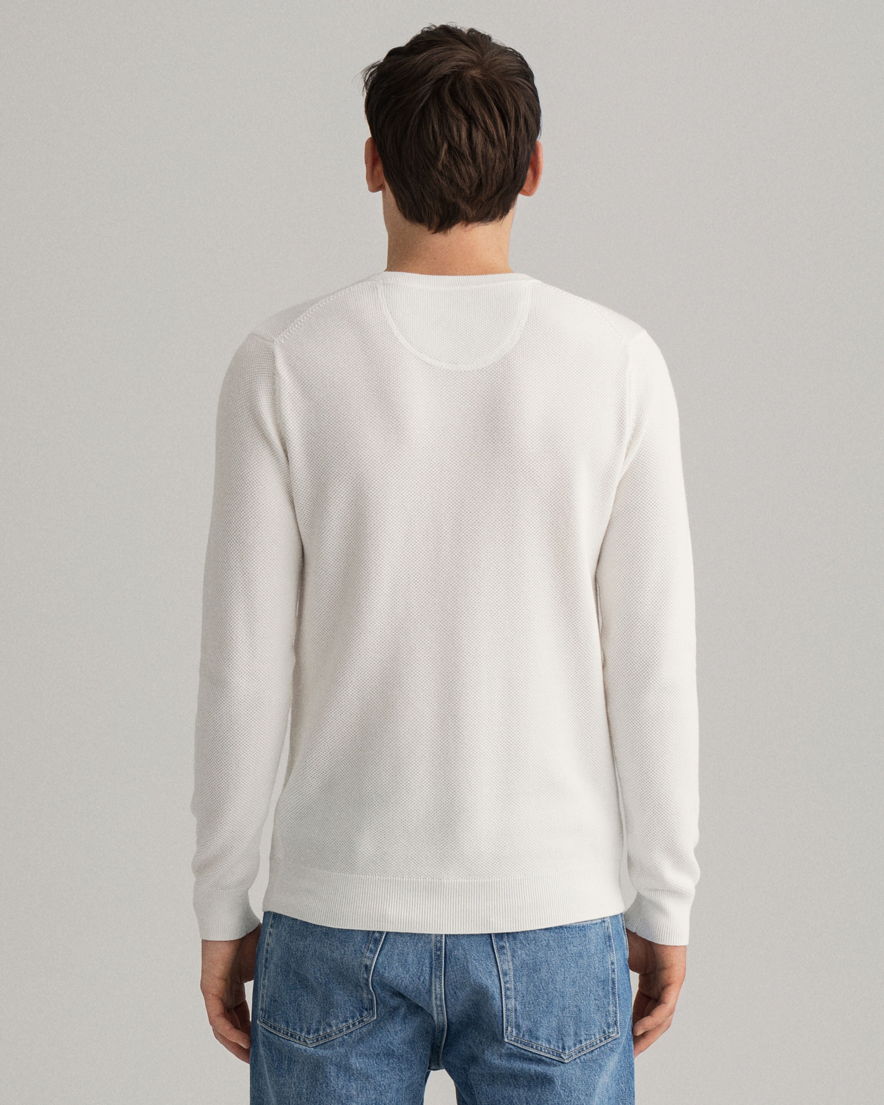 Gant Mens Cotton Pique Sweatshirt In Cream