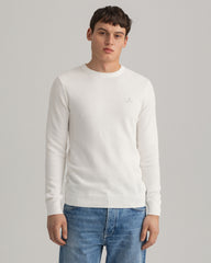 Gant Mens Cotton Pique Sweatshirt In Cream
