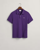 Gant Mens Regular Shield Short Sleeve Pique Polo Shirt In Purple