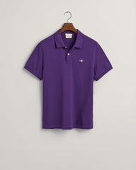 Gant Mens Regular Shield Short Sleeve Pique Polo Shirt In Purple