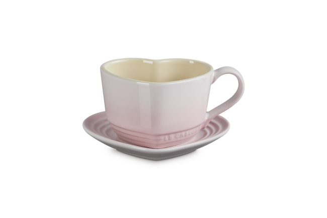 Le Creuset Heart Mug 220Ml W/Saucver Shell Pink