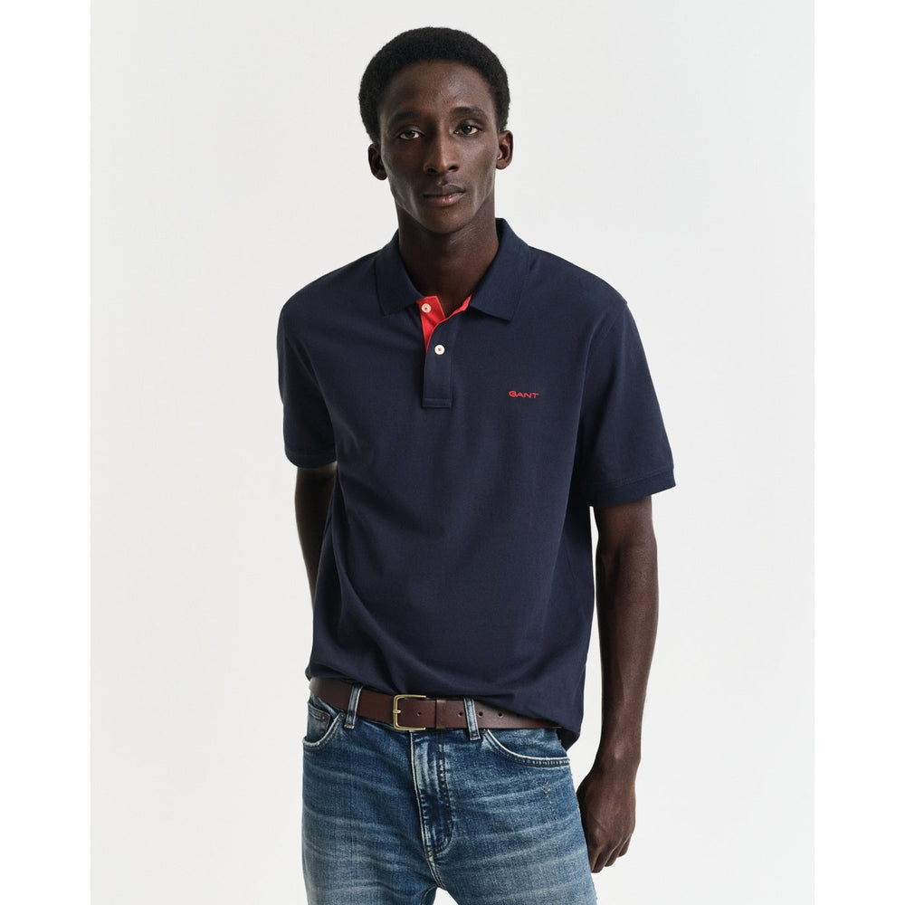 Gant Mens Reg Contrast Golfer In Navy