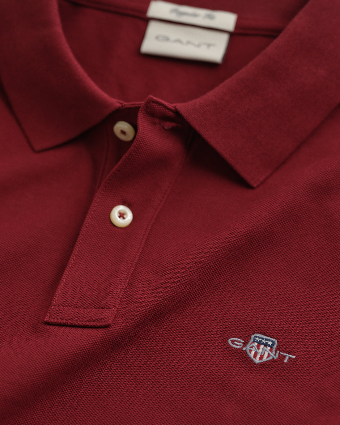 Gant Original Pique Long Sleeve Golfer In Red