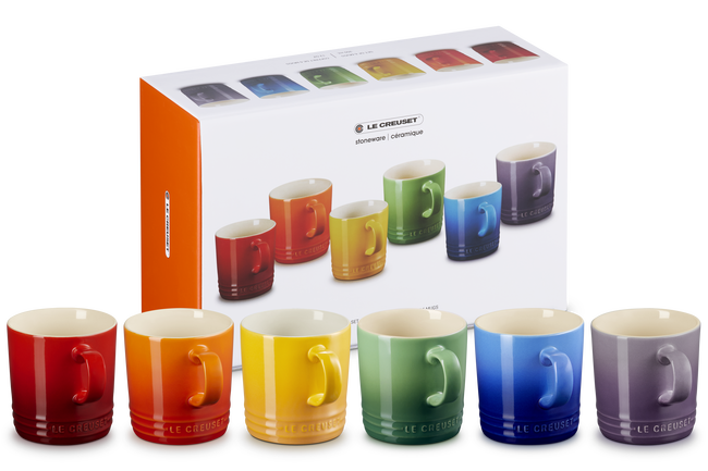 Le Creuset Rainbow Set Of 6 350Ml Mugs Assorted