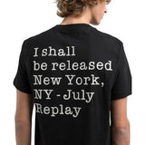 Replay Mens Cotton Short Sleeves T-Shirt With Lettering Printed In Black/White