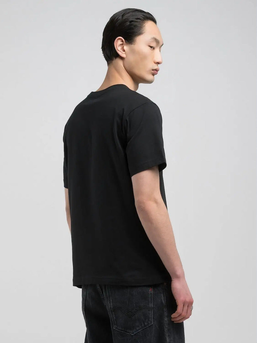 Replay Mens Centre Printed Short Sleeves In Black