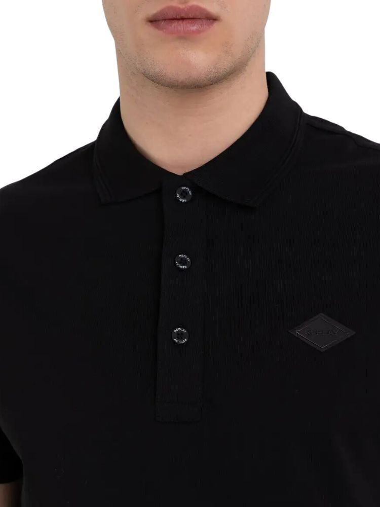 Replay Mens Polo T-Shirt In Black