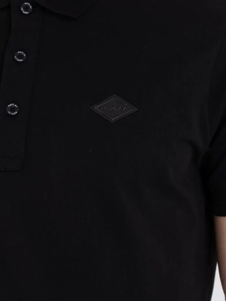 Replay Mens Polo T-Shirt In Black