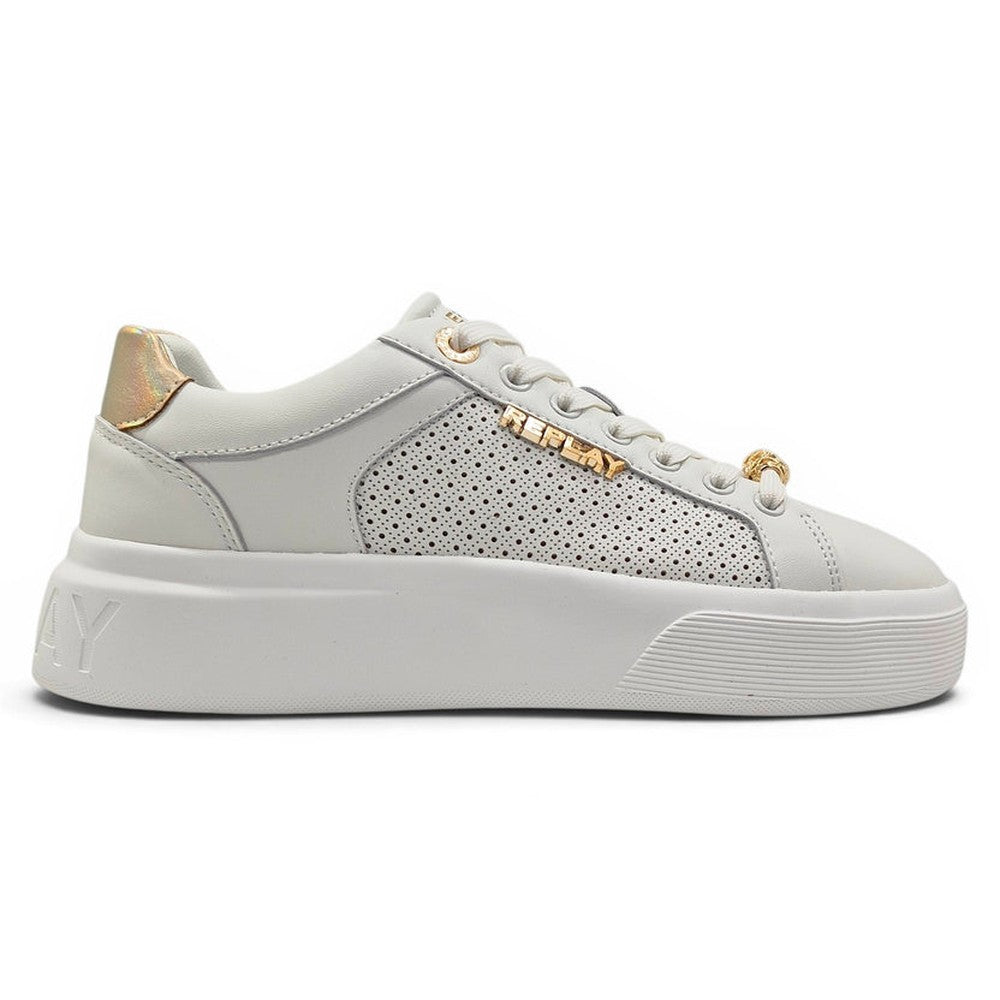 Replay Womens Notting W Perf Shoes In White & Gold