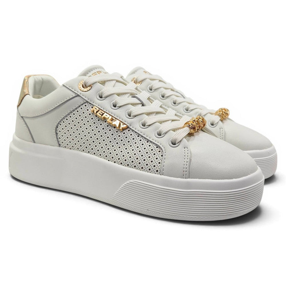 Replay Womens Notting W Perf Shoes In White & Gold