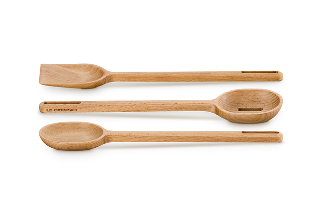 Le Creuset Set Of 3 Wooded Utensil Set In Neutral