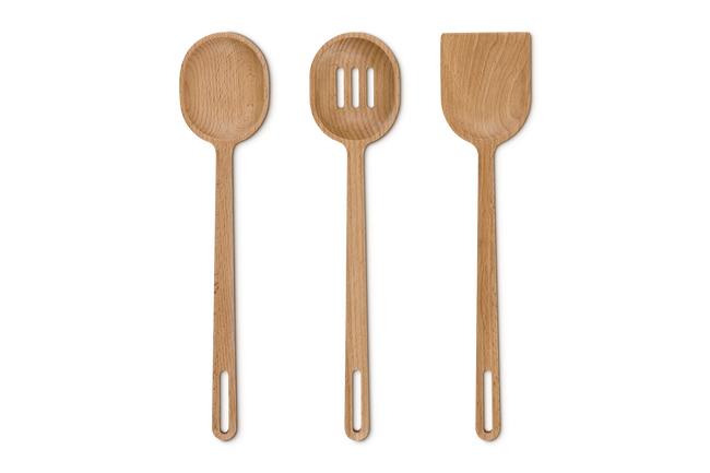 Le Creuset Set Of 3 Wooded Utensil Set In Neutral
