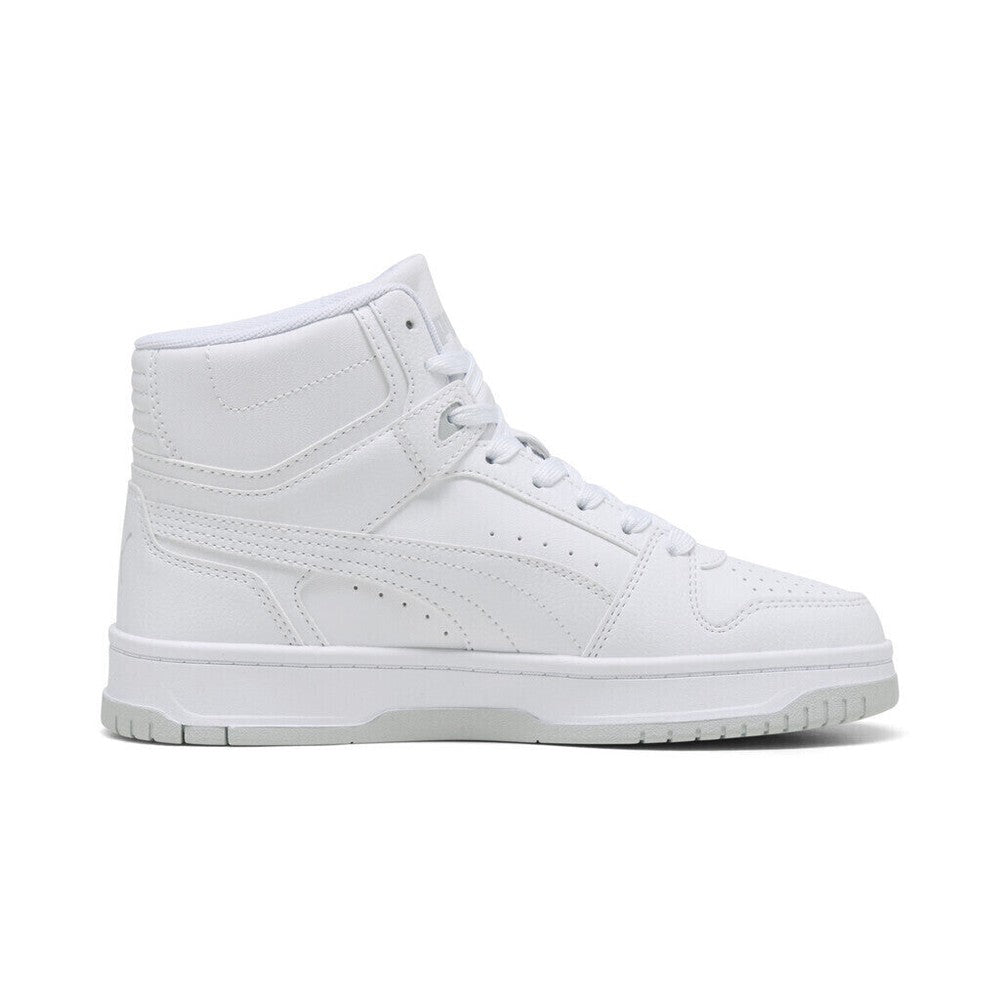 Puma Unisex Kiddies Rebound Slam Mid Junior Sneakers In White/Cool Light Gray