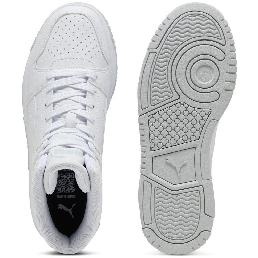 Puma Unisex Kiddies Rebound Slam Mid Junior Sneakers In White/Cool Light Gray